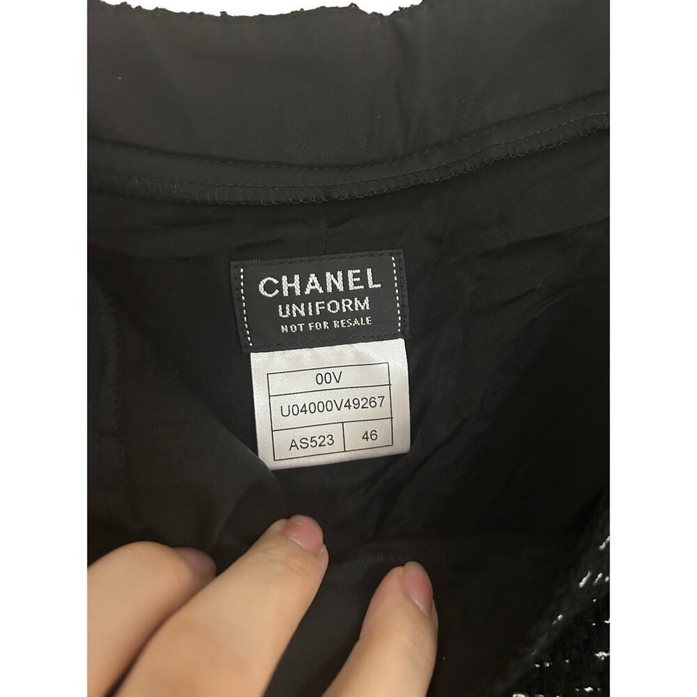 CHANEL Black Tweed Dress Pants Size 46 - Picture 6 of 8